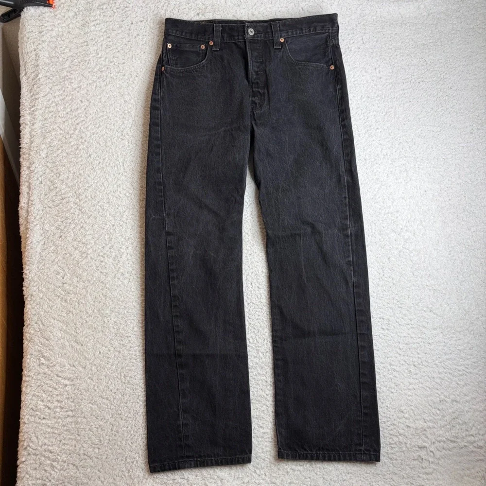 Y2K Levis 501xx Straight Fit Jeans Mens 34x32 (32x30) Black Denim Button Fly